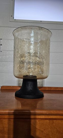 Glass Hurricane Candle Holder with Black Base
