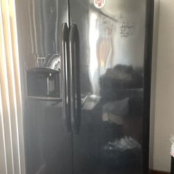 Refrigerator & Glass Dining Table 