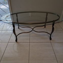 Glass Top Metal Coffee Table 