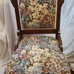Antique 1800's Victorian Walnut Ladies Slipper Chair