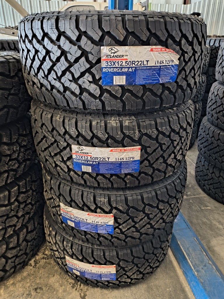 33/12.50/22 Atlander All Terrain Tires Installed And Balanced/ Instaladas Y Balanceadas 