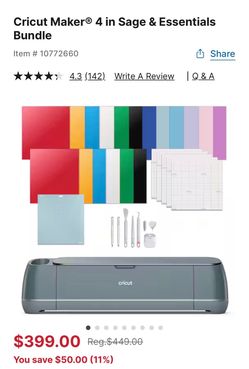 Cricut Maker® 4 in Sage & Essentials Bundle