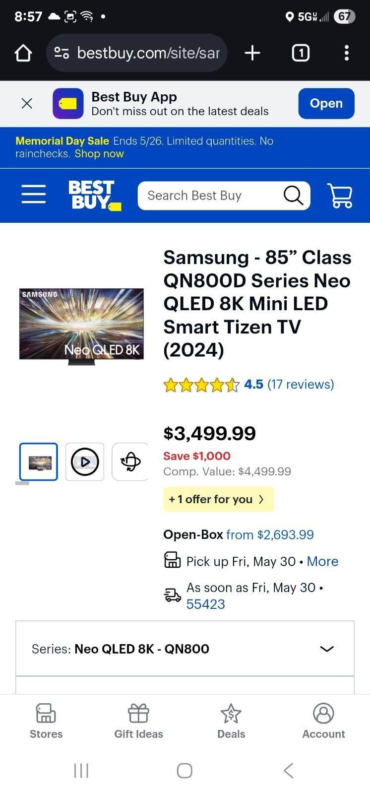 Samsung Smart TV - 85' QLED 8K
