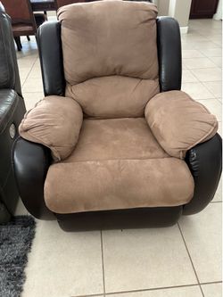 $50 Brown one seat sofa, recliner and rocker