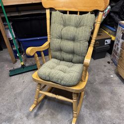 Wooden Rocking Chair With Cushions