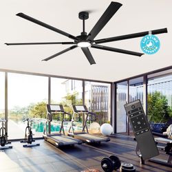 100 Inch Ceiling Fans with Lights and Remote, Industrial Black Ceiling Fan for Living Room Shop Garage Large Outdoor Ceiling Fans for Patios, Dimmable
