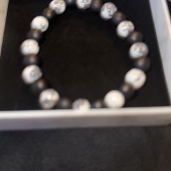 Black And White And Grayish Beaded Bracelet