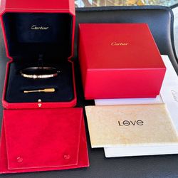 Cartier 18k rose gold LOVE BRACELET, SMALL MODEL size 19 full set