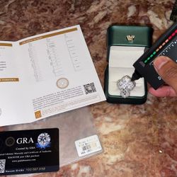 Moissiante Stones Vvs 4ct Silver Cross  Ring (PASSES DIAMOND TESTER) (ON SALE)