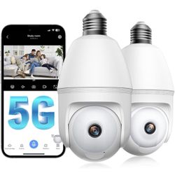 5GHz Light Bulb Security Camera Outdoor Waterproof,Light Socket Security Camera Outdoor, Wireless Bulb Camera,Full Color Night Vision, TwoWay Dialogue