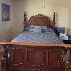 Queen size Ornate Wood Bed Frame