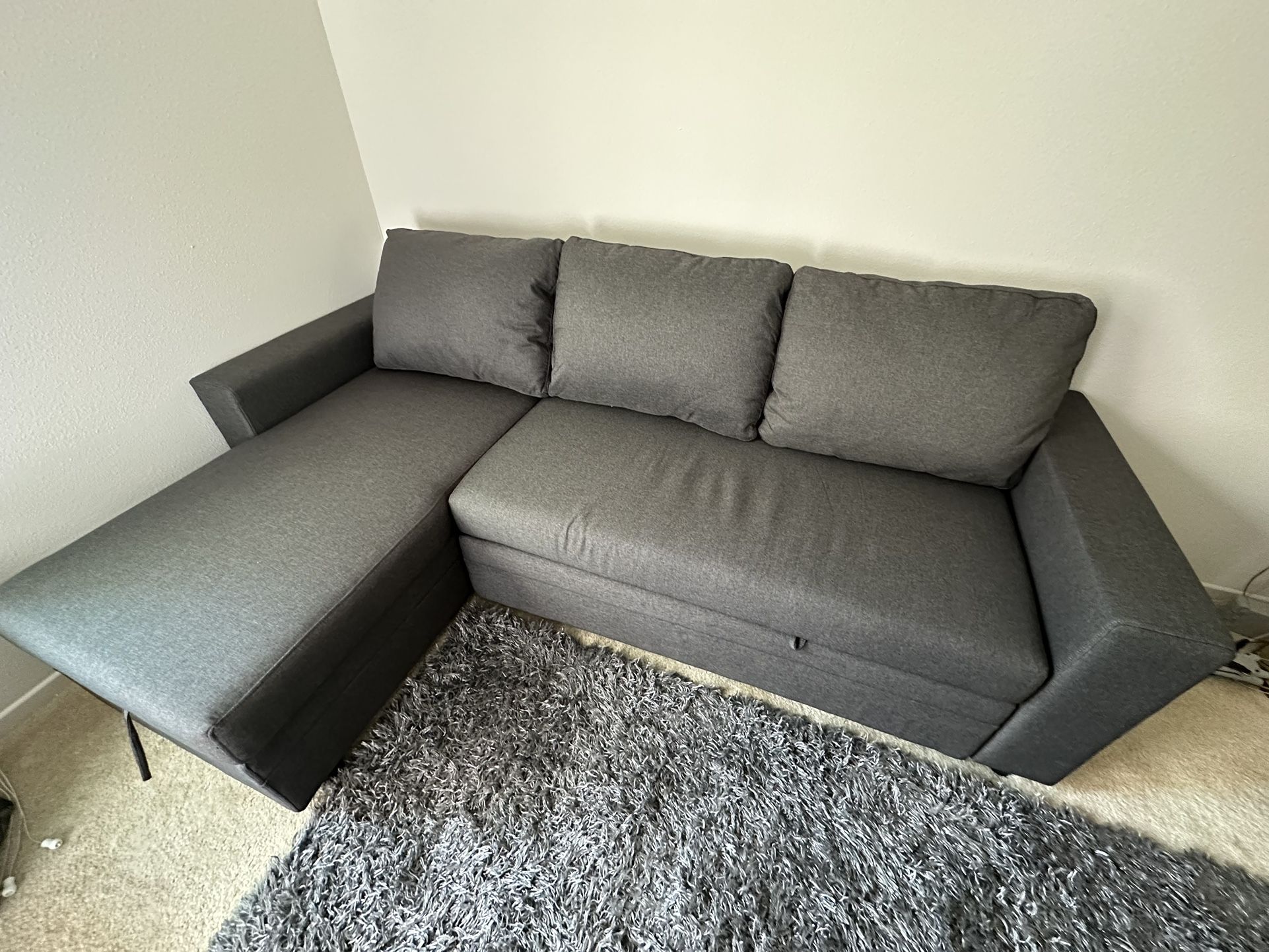 Sectional Chaise Reversible Convert To Bed With Storage Below 87x57