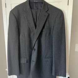 NAUTICA Men’s Pinstripe Suit – 2 Piece (Tailored 44R Jacket, Hemmed Pants)