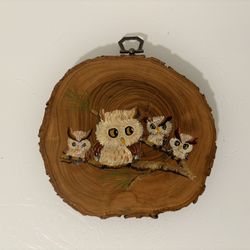 Owls Handpainted On Wood