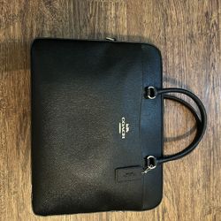 Coach Leather Laptop Bag (Black)