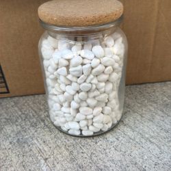Glass Jar With White Rocks 