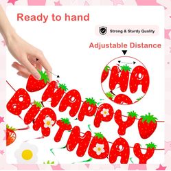 2 Strawberry Birthday Banners 
