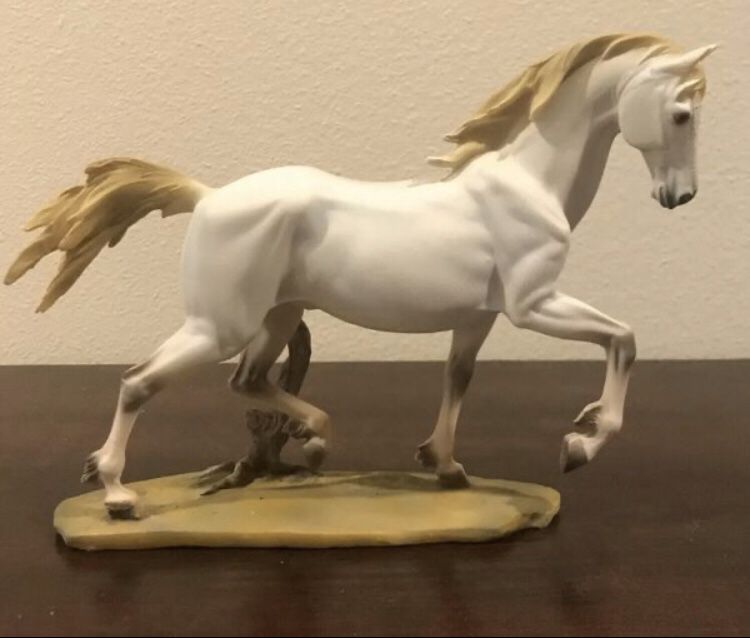 White Horse Wildlife Resin Art Deco Sculpture