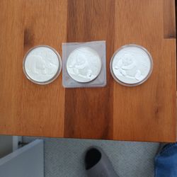 3 SILVER 10 YUAN PANDAS  1 OZ 999