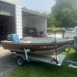 10 Ft Boat 6 Hp Nissan motor, Trolling motor And Trailer 