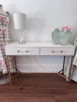 White and Gold Glam Console Table or Desk