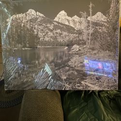 Mountain Scene Litho on Canvas 35x27