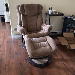 Beige Captain Chairs + Ottoman