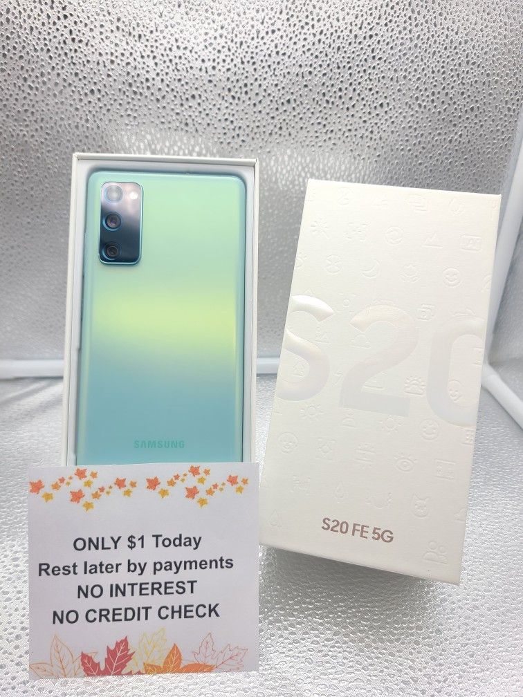 SAMSUNG GALAXY S20 FE 5G 128GB UNLOCKED. FREE SMARTWACH/ HEADPHONES. PAY $1 TODAY REST IN PAYMENTS. NO CREDIT NEEDED FINANCING