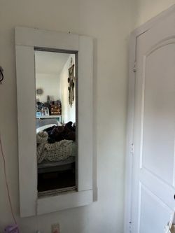Full Length Wall Mirror White Wood Frame