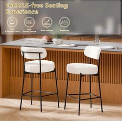 24'' Bar Stools Set of 2, for Kitchen Island. White