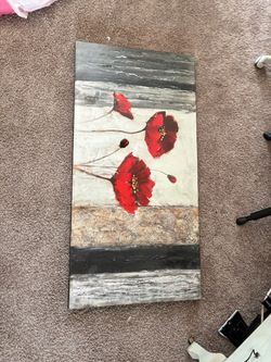 Red Poppy Floral Canvas Wall Art