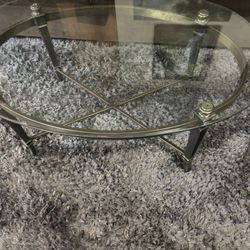 Vintage Hollywood Regency Style Brass And Glass Coffee Table