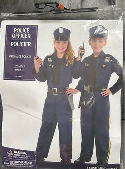 Party City Kids Police Officer Costume Toddler Size 3-4