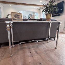 Silver Metal Console Table – Great for Entryway or Behind Sofa