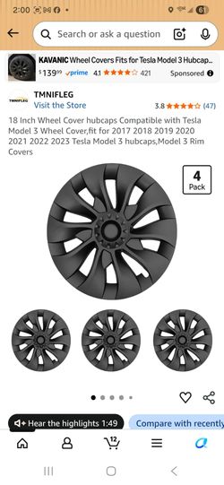18 Inch Wheel Cover hubcaps Compatible with Tesla Model 3 Wheel https://offerup.com/redirect/?o=Q292ZXIuZml0 for 2017 2018 2019 2020 2021 2022 2023 Te