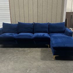 All Modern Blue Velvet Sectional
