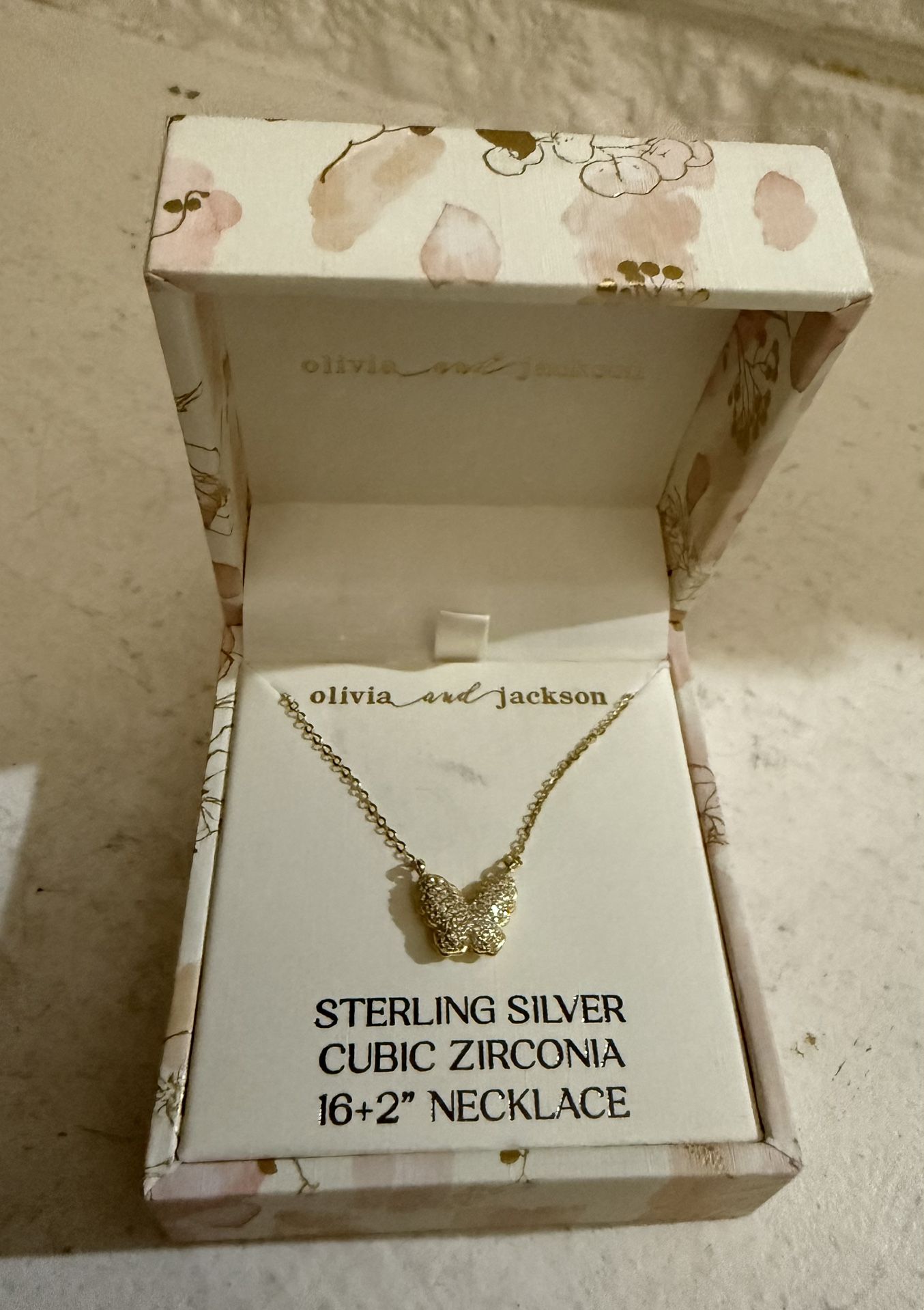 olivia and jackson STERLING SILVER CUBIC ZIRCONIA 16+2" NECKLACE