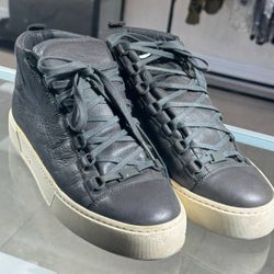 Balenciaga Gray Leather Arena Hamilton Shoes Hi-Top Sneaker Size 40 IT