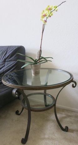 Cast Iron and Glass End Table - Indoor/Outdoor Garden Furniture