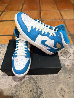 Air Jordan 1 Mid Aquatone Celestial Gold White - Size 10.5 Men