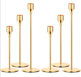 Oatnauxil Metal Gold Taper Candle Holder for Wedding, Dinning, Party, Fits 3/4 inch Thick Candle&Led Candles (Set of 6 Pcs)