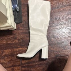 white knee high boots