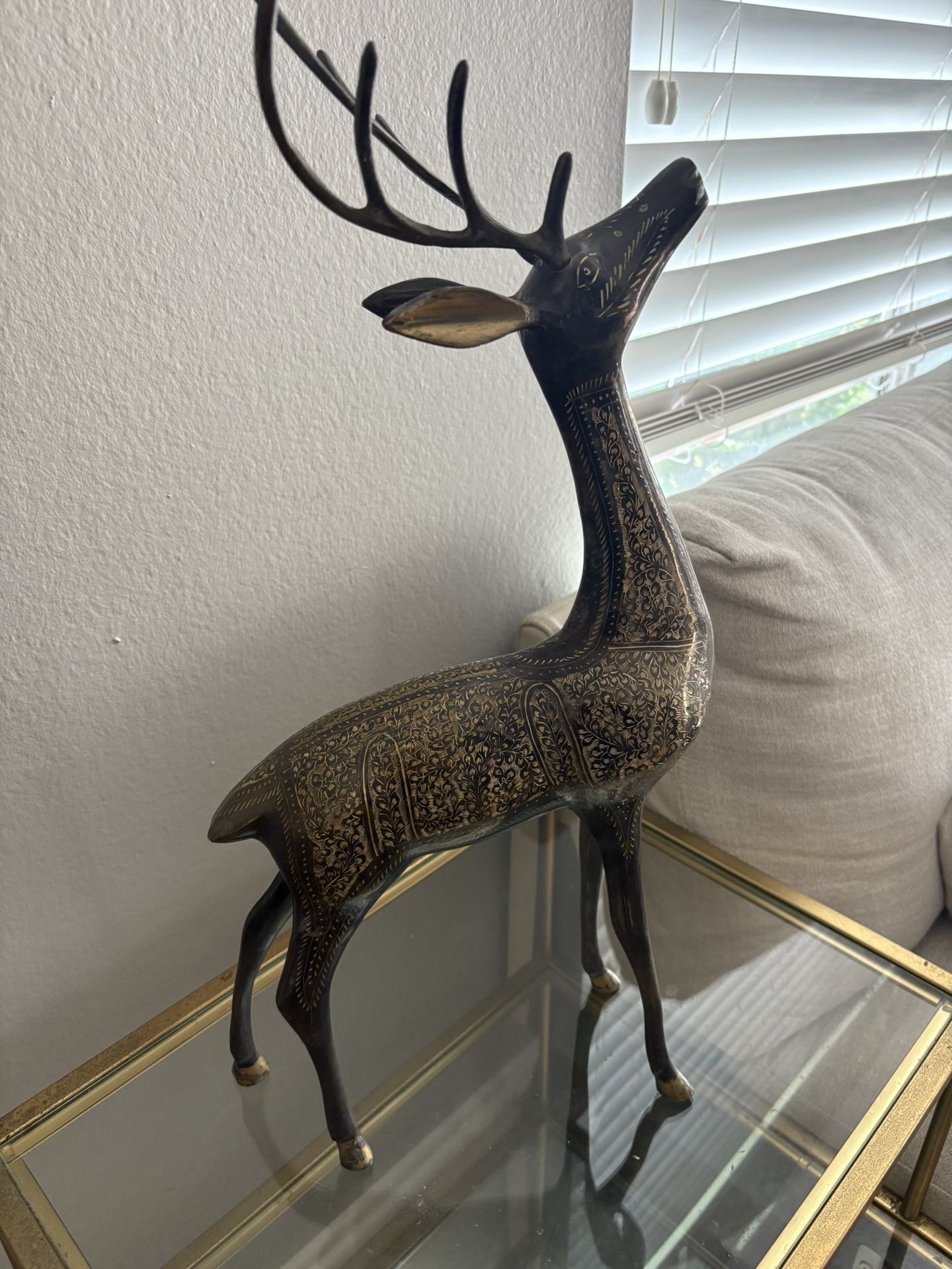 Elegant Brass Deer Statue – 53 cm Tall