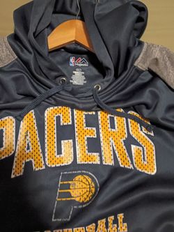 Authentic mens Pacers warmup sweatshirt with hoodie.