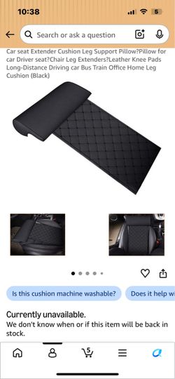 Black Leather Car Seat Leg Support Cushion