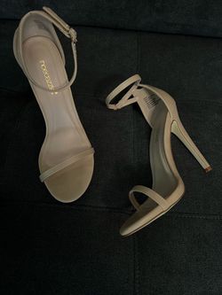 ShoeDazzle Nude Strappy Stiletto Heels