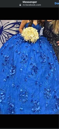Royal Blue Sweet Sixteen, Fifteen, 15, Prom, Ballroom Dress with hoop underskirt