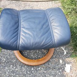 Ekornes STRESSLESS footstool Ottoman For Lounge Chair Blue Leather In Good Condition