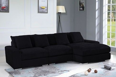 Black Corduroy Sectional Sofa 123x68 FINANCE AVAILABLE