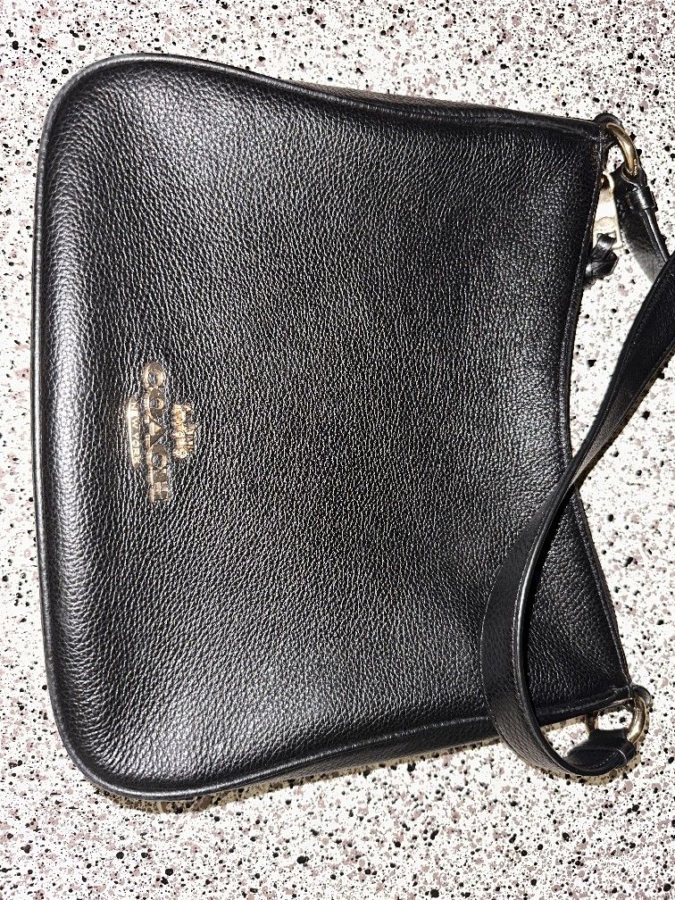 Black Soft Leather Coach Messenger Bag